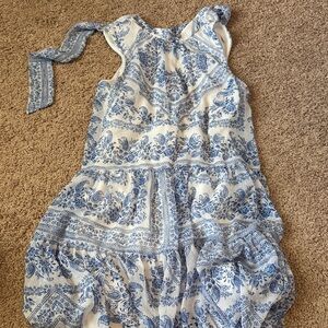 Calvin Klein Blue and White Floral Mini Dress